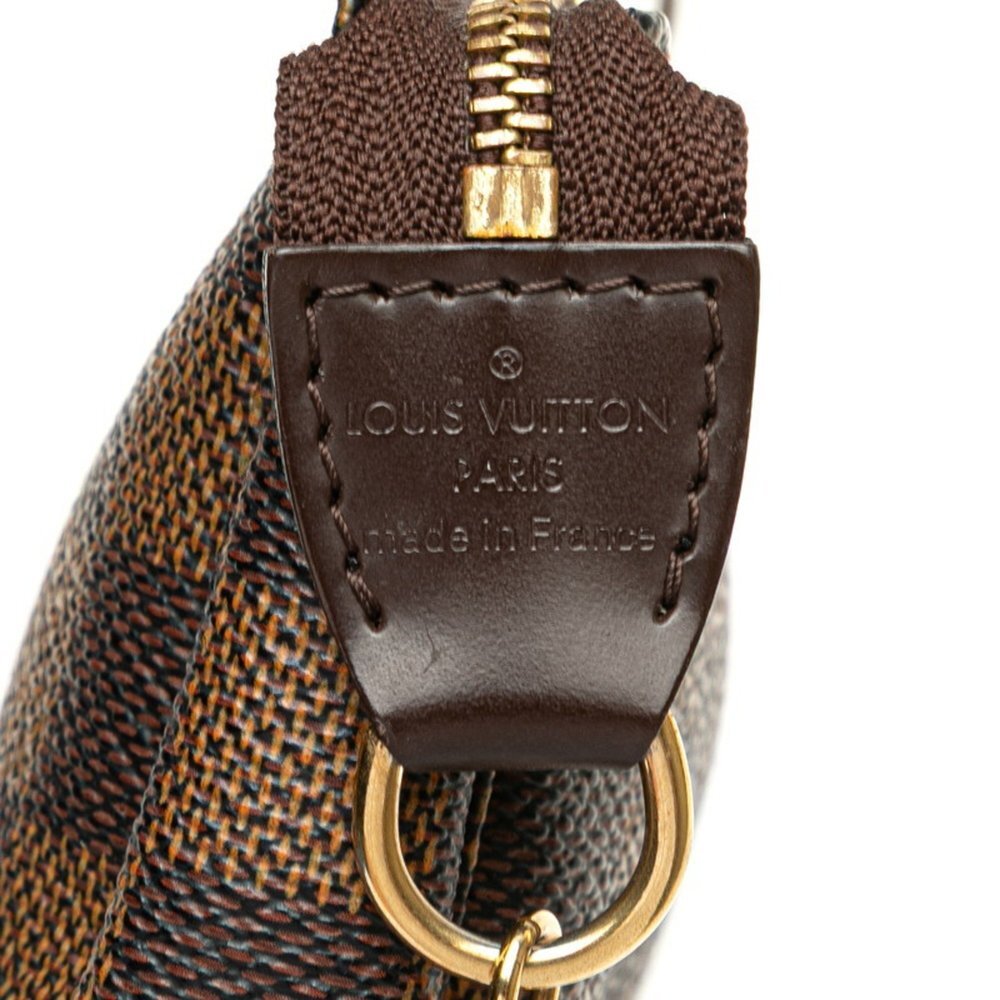 LOUIS VUITTON Authentic Brown Damier Leather Pochette Mini Bag - Picture 7 of 9
